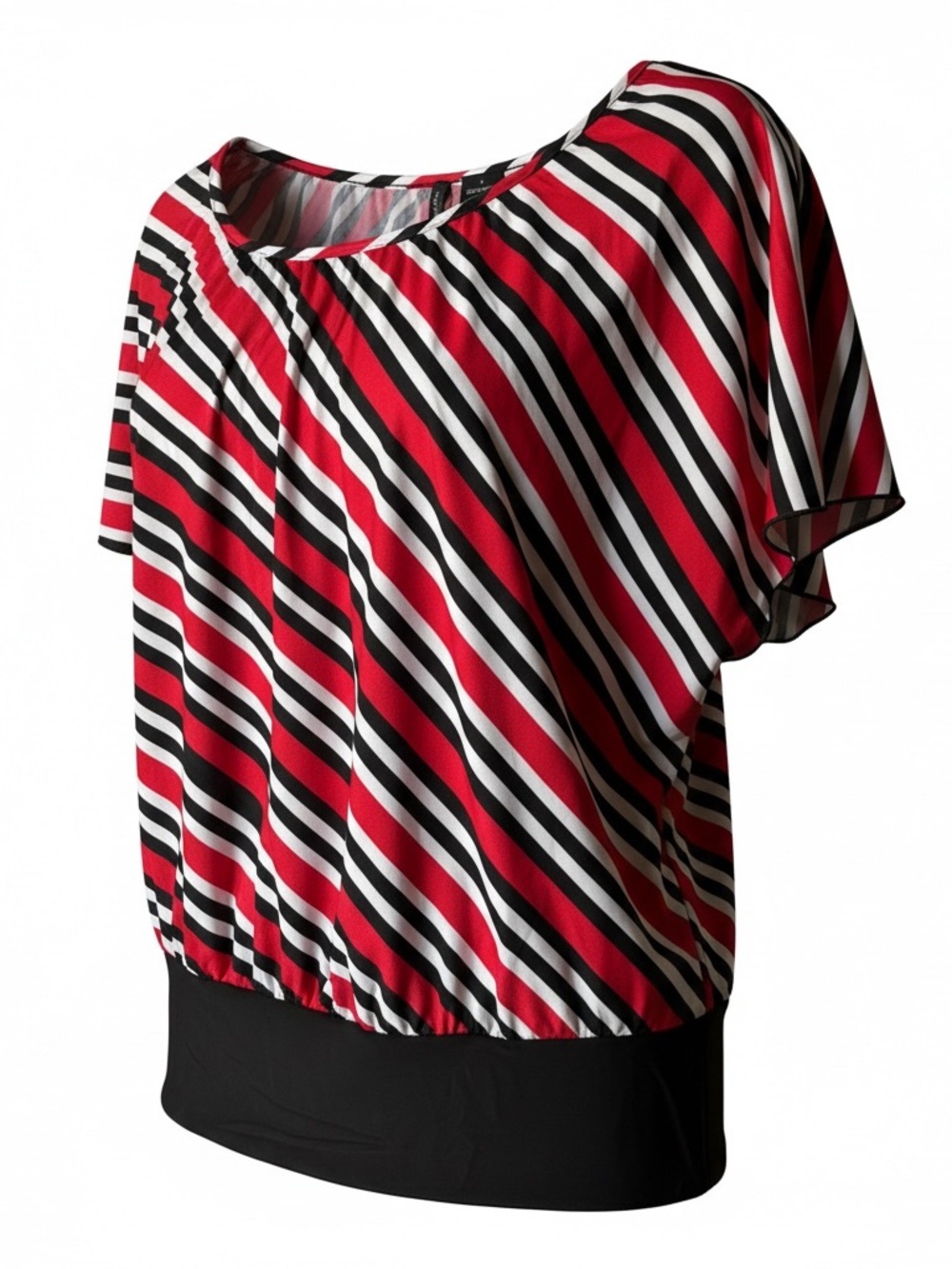 New Directions Red Black White Striped Top Item #154